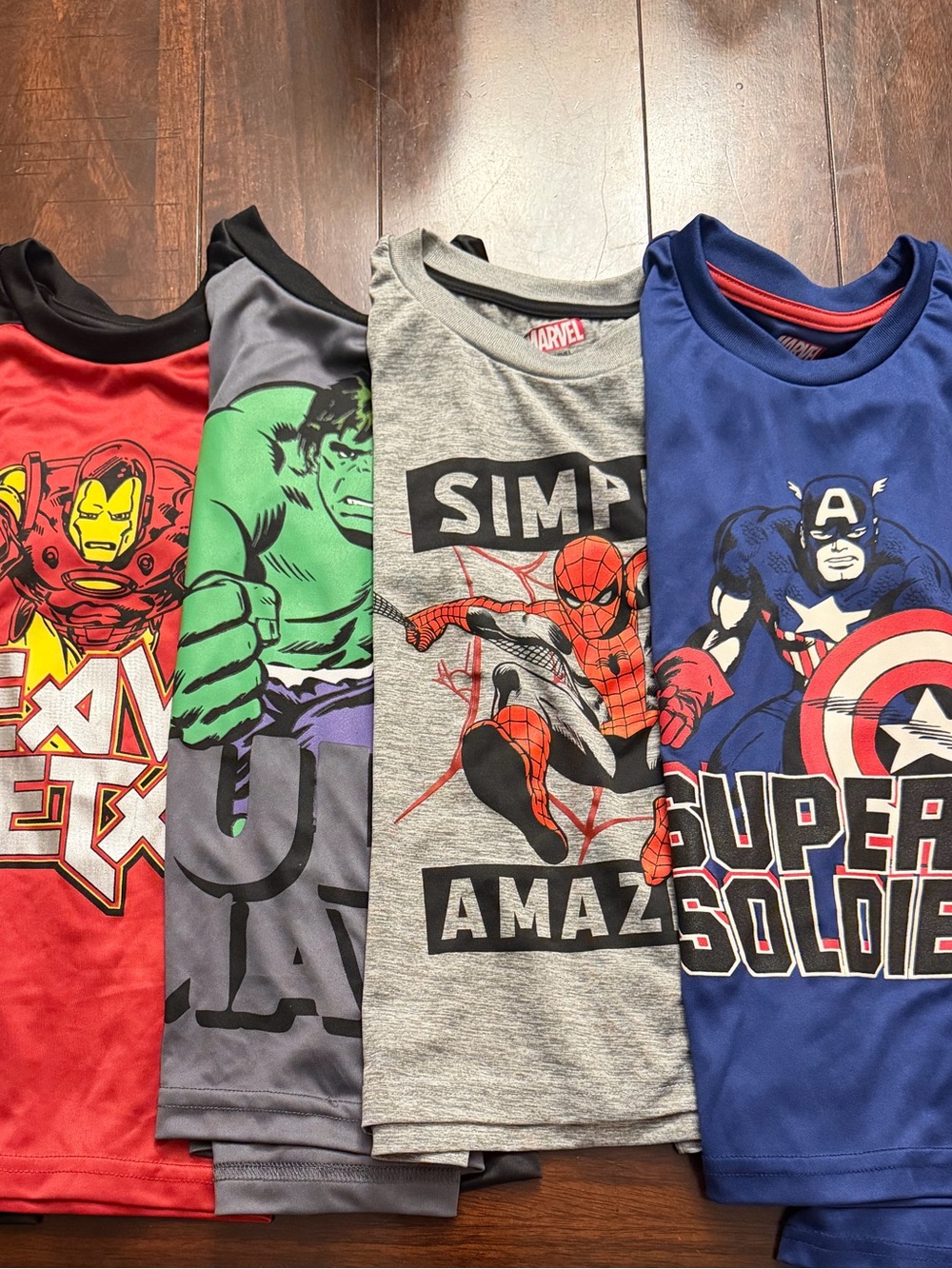 Boys 7/8 Marvel - 4 Long Sleeve Shirts-Hulk, Spider-Man,Iron Man,Captain America